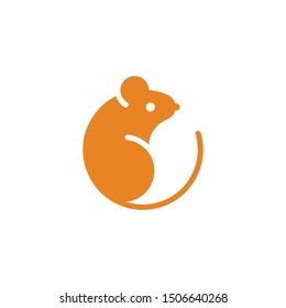 Vector mouse logo design template. Rat, mouse, mice lineart design. Rat cartoon character for 2020 New year greeting card.