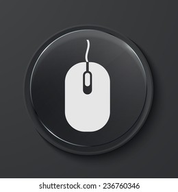 Vector mouse modern black glass circle icon. Eps10