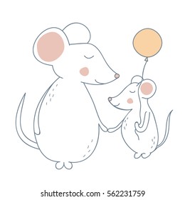 Vector mouse - mother and child