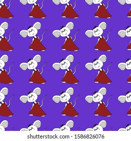 Vector mouse pattern on a pink pillow. The pattern is perfect for baby textiles, baby illustrations, diapers, pillows, postcards, wrapping paper, covers for phone