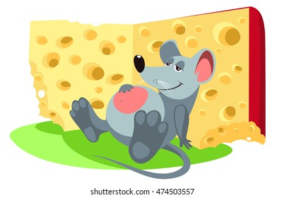vector mouse rat ate cheese is pleased