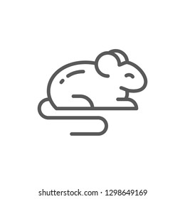 Vector mouse, rat, hamster, rodent, pet, animal line icon. Symbol and sign illustration design. Isolated on white background