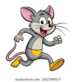 Vector of mouse running cartoon white background