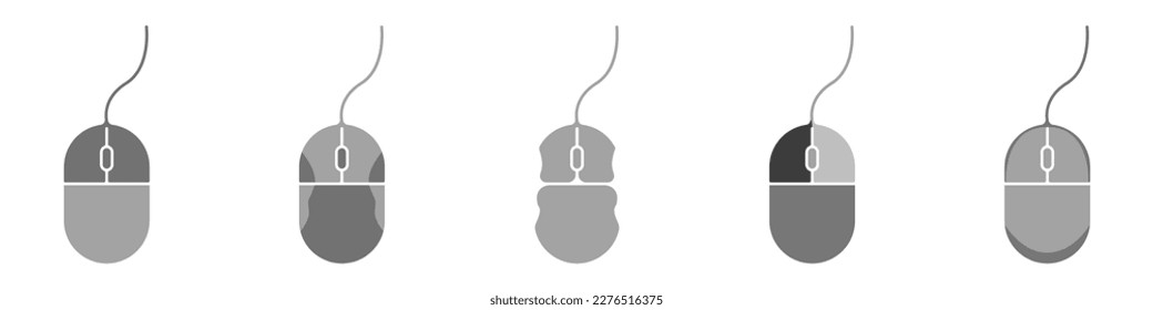 Mando vector configurado para PC. Un conjunto de iconos modernos y sencillos para el ordenador. Conceptos de esquema del ratón para equipos. El botón del ratón hace clic en vector. Dispositivo para vectores de PC.