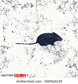Vector mouse silhouette on grunge background
