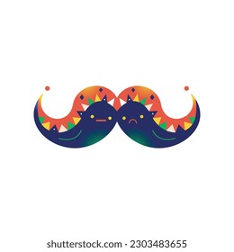 vector moustache cartoon art deco illustration isolated