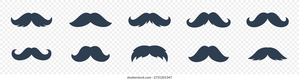 Vector moustache icons. Retro mustaches set for barbershop logos, hipster branding, party props and creative graphic design projects.