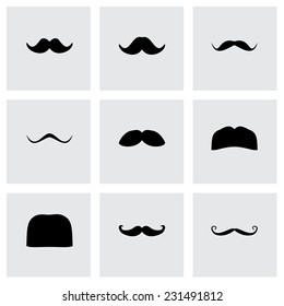 Vector moustaches icon set on grey background