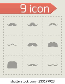 Vector moustaches icon set on grey background