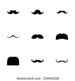 Vector moustaches icon set on white background