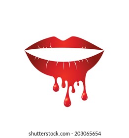 Vector of mouth with blood bleeding 