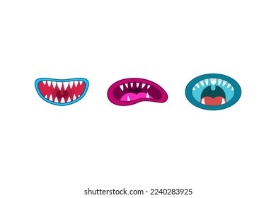 Vector mouths of cartoon monster concept design