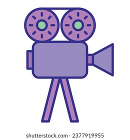 Icono vectorial de cámara de película vectorial, objeto aislado en fondo blanco.