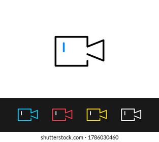 Vector movie camera icon. Video production, camcorder, filmmaking. Premium quality graphic design. Modern signs, outline symbols, simple thin line icons set for websites, web design, mobile app, infog