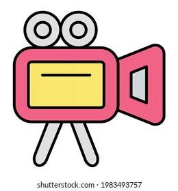 Vector Movie Camera Outline Icon Design
