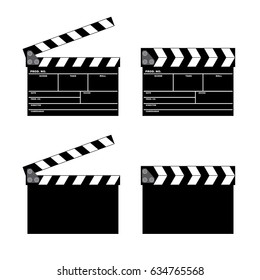 Vector movie clapper board set. Open and Closed. 