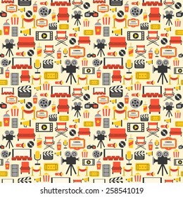 Vector movie element design for background and present paper or fabric in retro style set 1