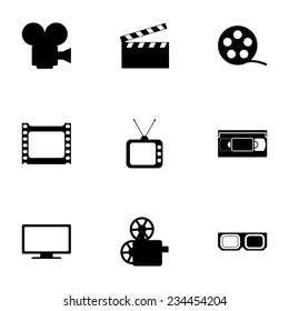 Vector movie icon set on white background