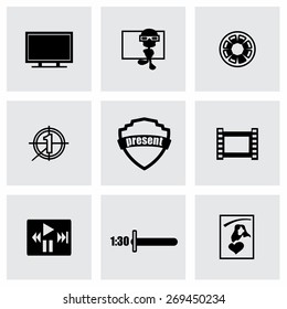 Vector Movie icon set on grey background