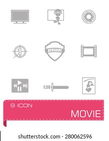 Vector Movie icon set on grey background