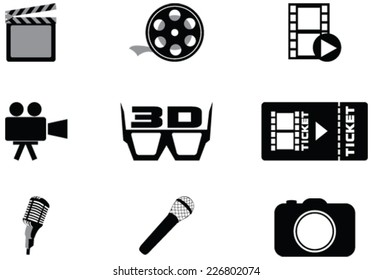 Vector movie and microphone icons