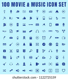Vector Movie & Music Icon Set Of 100 Icons.