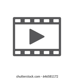 Vector Movie Play Button. Illustration Of A 35mm Film Frame With A Play Sign.