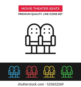 Vector Movie Theater Seats Icon. Buy Tickets, Select Row And Seats. Premium Quality Graphic Design. Signs, Outline Symbols, Simple Thin Line Icons Set For Website, Web Design, Mobile App, Infographics