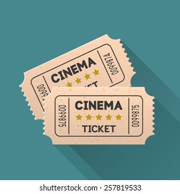 Vector movie ticket vintage retro style set 8