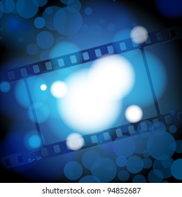 vector: movies film blue light background with space for text or image