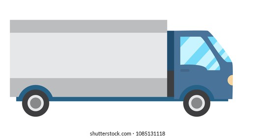 Vector moving van on white background.