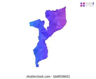 Vector Mozambique map colorful polygon triangle mosaic with white background. style gradient.