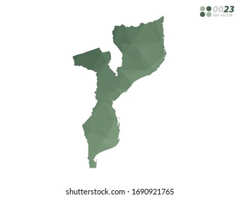 Vector of Mozambique map green polygon triangle mosaic with white background. style gradient.