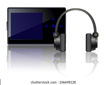 Vector mp3 player with headphones