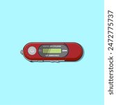 Vector mp3 player vintage with blue background