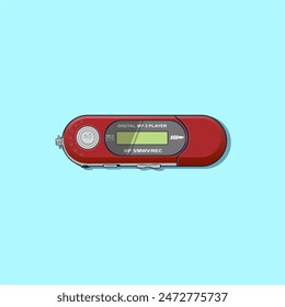 Vector mp3 player vintage with blue background