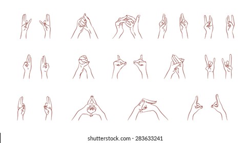 vector mudras hands