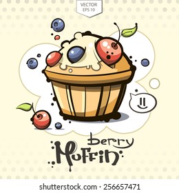 vector. muffin. cake with berry. cartoon symbol