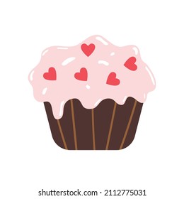 vector muffin or cupcake with heart topping 