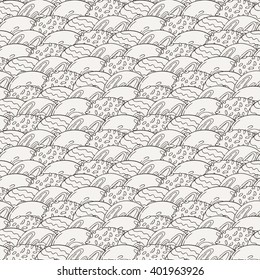 Vector Muffins Seamless Pattern. Cakes, Sweets. Candy wrappers, cups and cream.