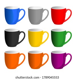 vector mug of colorful drinking equipment