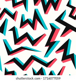 vector multi 3 dimension zigzag geometric seamless pattern on white