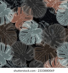 vector multi color flowers pattern with black background  Seamless vector image. Addition to a more complex decor.
