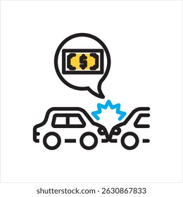 Icono multicolor del Vector para el dinero del accidente