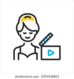 Vector multi color icon for actress