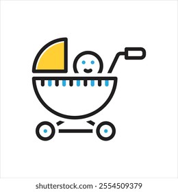 Vector multi color icon for baby stroller