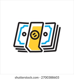 Icono multicolor del Vector para los billetes