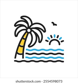 Vector multi color icon for beach