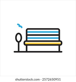 Vector multi color icon for bench