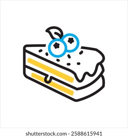 Vector multi color icon for blueberry cheesecake